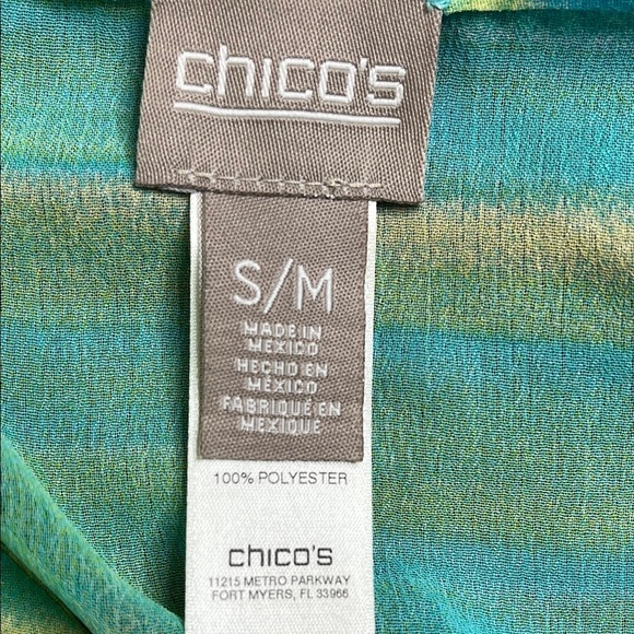 Chico's Vibrant Blue and Yellow Poncho top, semi sheer, size small/ medium - Picture 5 of 14